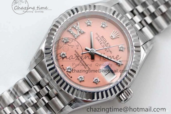 MiroTime 0404 HighPerformance Lady DateJust 28 SS TWF 1:1 Best Edition 904L Steel Pink Dial Diam Markers on President Bracelet NH 2179